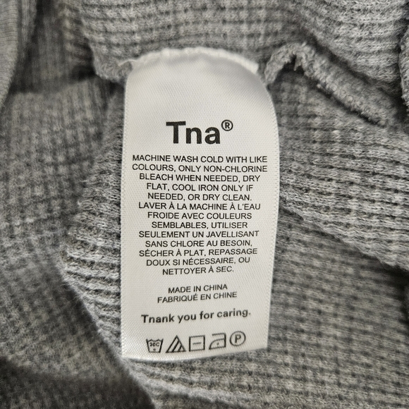 Aritzia Tna Nelson Thermal Shirt Dover Gray Waffle Knit Long Sleeve Top Small - Picture 8 of 9